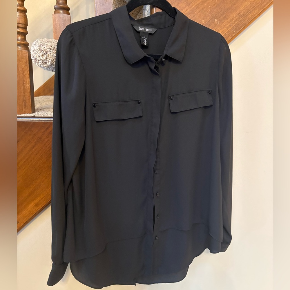 White House Black Market. Black Button Up Blouse.